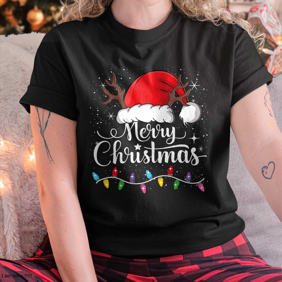 Merry Christmas Red Santa Hat Reindeer Xmas Family Men Women T-Shirt - Christmas Unisex T-Shirt/Hoodie/Sweatshirt - SNOW00