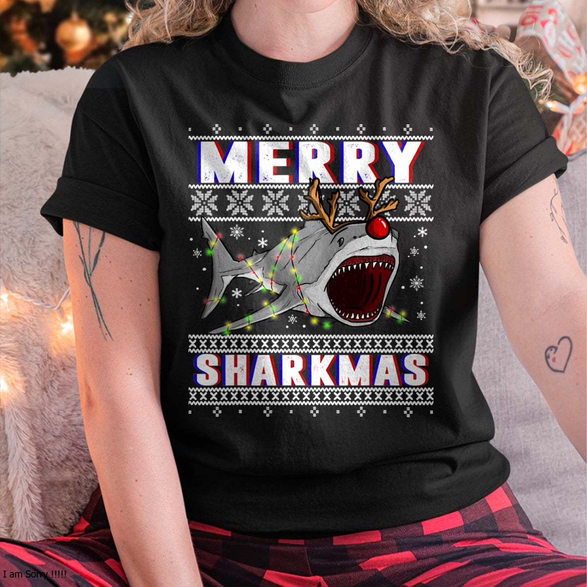 Funny Sharkmas Shark Ugly Christmas Sweaters T-Shirt - Christmas Unisex T-Shirt/Hoodie/Sweatshirt - SNOW00