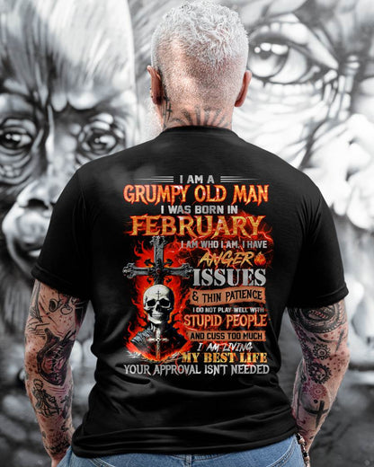 FEBRUARY - GRUMPY OLD MAN T-SHIRT - FUNNY SKULL ANGER ISSUES TEE - PERFECT GIFT FOR MEN SNOW02 (SKU12-319-02)