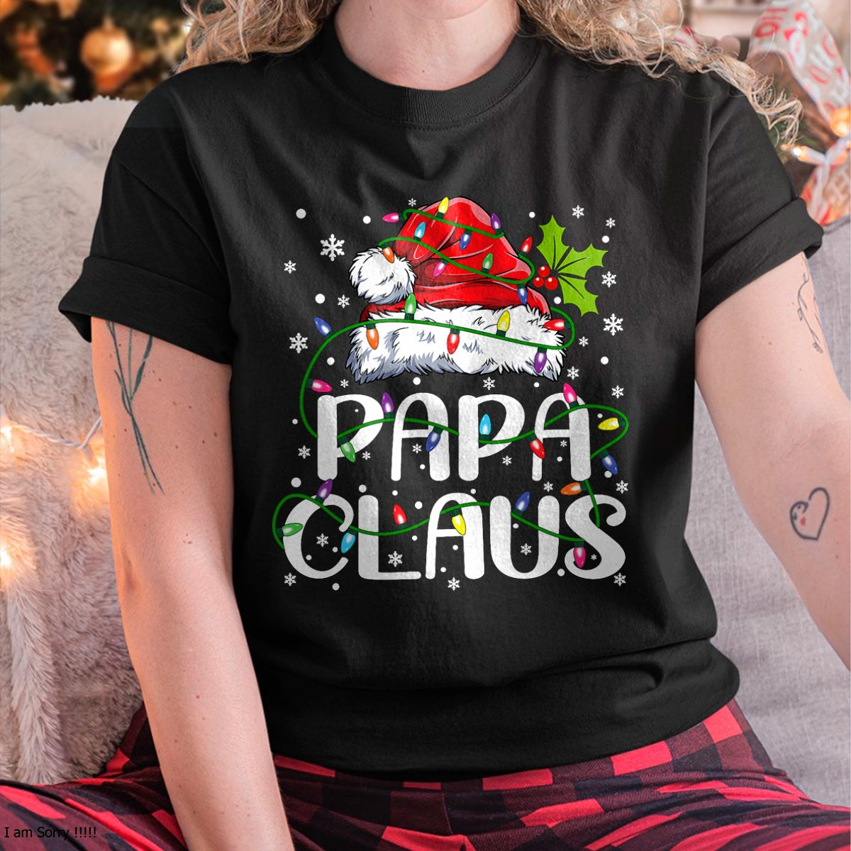 Papa Claus Christmas Lights Pajama Family Matching T-Shirt - Christmas Unisex T-Shirt/Hoodie/Sweatshirt - SNOW00