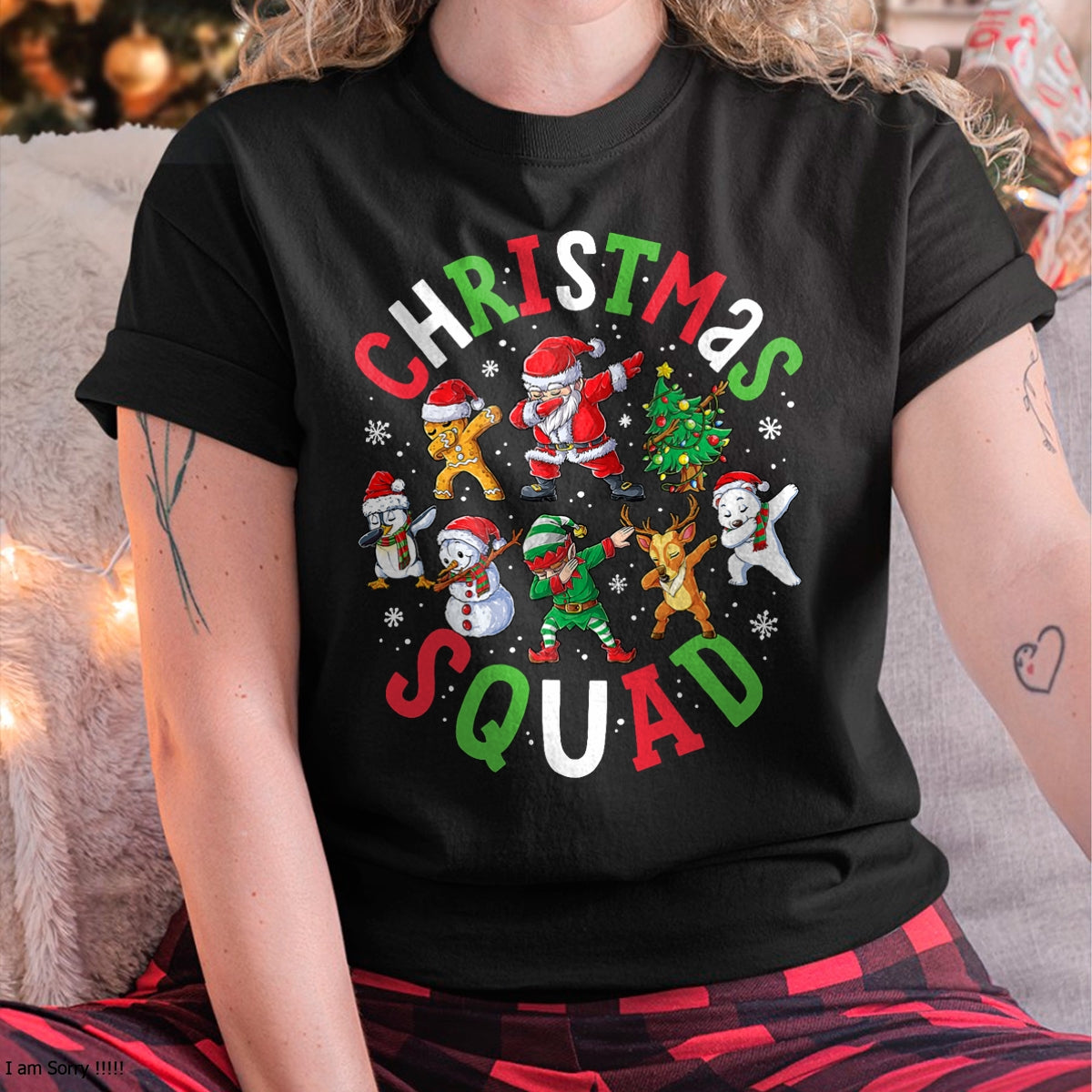 Christmas Squad Santa Dabbing Elf Family Matching Pajamas T-Shirt - Christmas Unisex T-Shirt/Hoodie/Sweatshirt - SNOW00