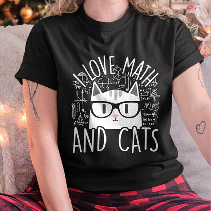 I Love Math and Cats Cute Kitty Cat Feline Lover Gift T-Shirt Small