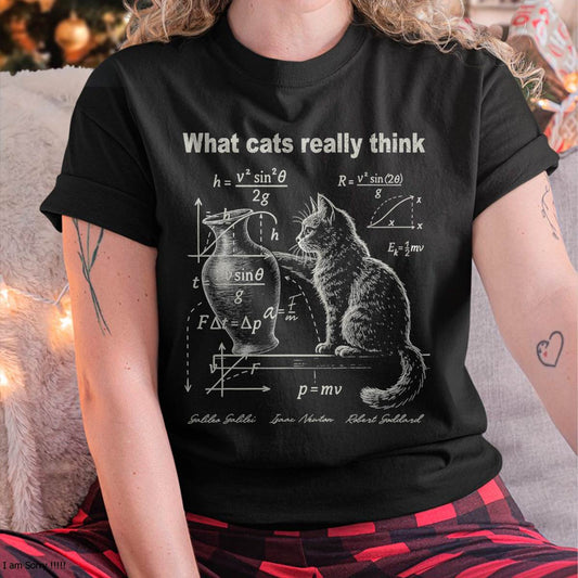 Funny Cat Physics Humor Design What Cats Really Think T-Shirt