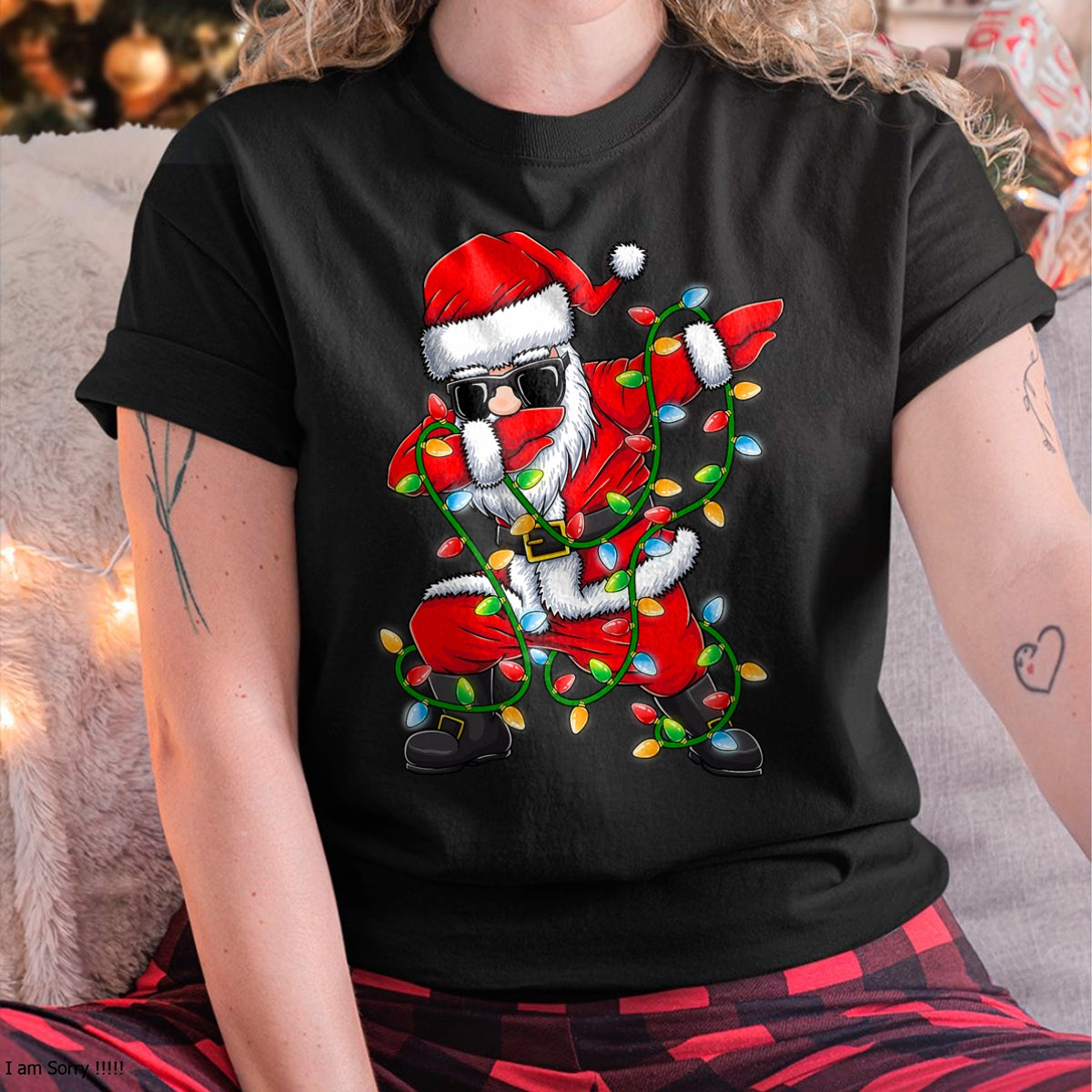 Dabbing Santa Xmas Lights Girls Boys Kids Christmas Gifts T-Shirt - Christmas Unisex T-Shirt/Hoodie/Sweatshirt - SNOW00