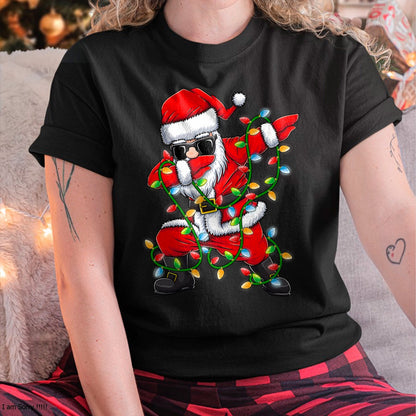 Dabbing Santa Xmas Lights Girls Boys Kids Christmas Gifts T-Shirt - Christmas Unisex T-Shirt/Hoodie/Sweatshirt - SNOW00