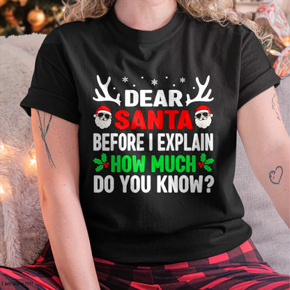 Funny Christmas Kids Adults Dear Santa I Can Explain T-Shirt - Christmas Unisex T-Shirt/Hoodie/Sweatshirt - SNOW00
