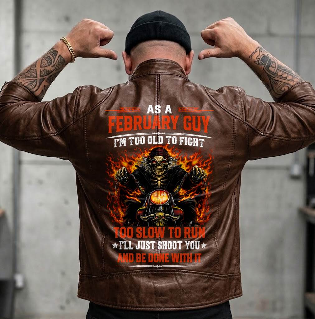Motorcycle Leather Jacket - A09-258 FEBRUARY, I'LL JUST SHOOT YOU AND BE DONE WITH IT - SNOW MALE02 (SKU2607-100-02)