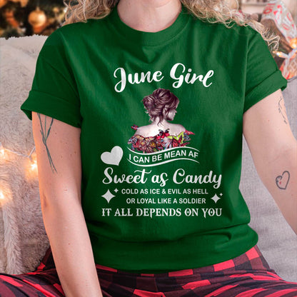 June Girl T-Shirt – Sweet As Candy, Cold As Ice - Birthday Gift for Women - SNOW06 (SKU26T-01-38-06)