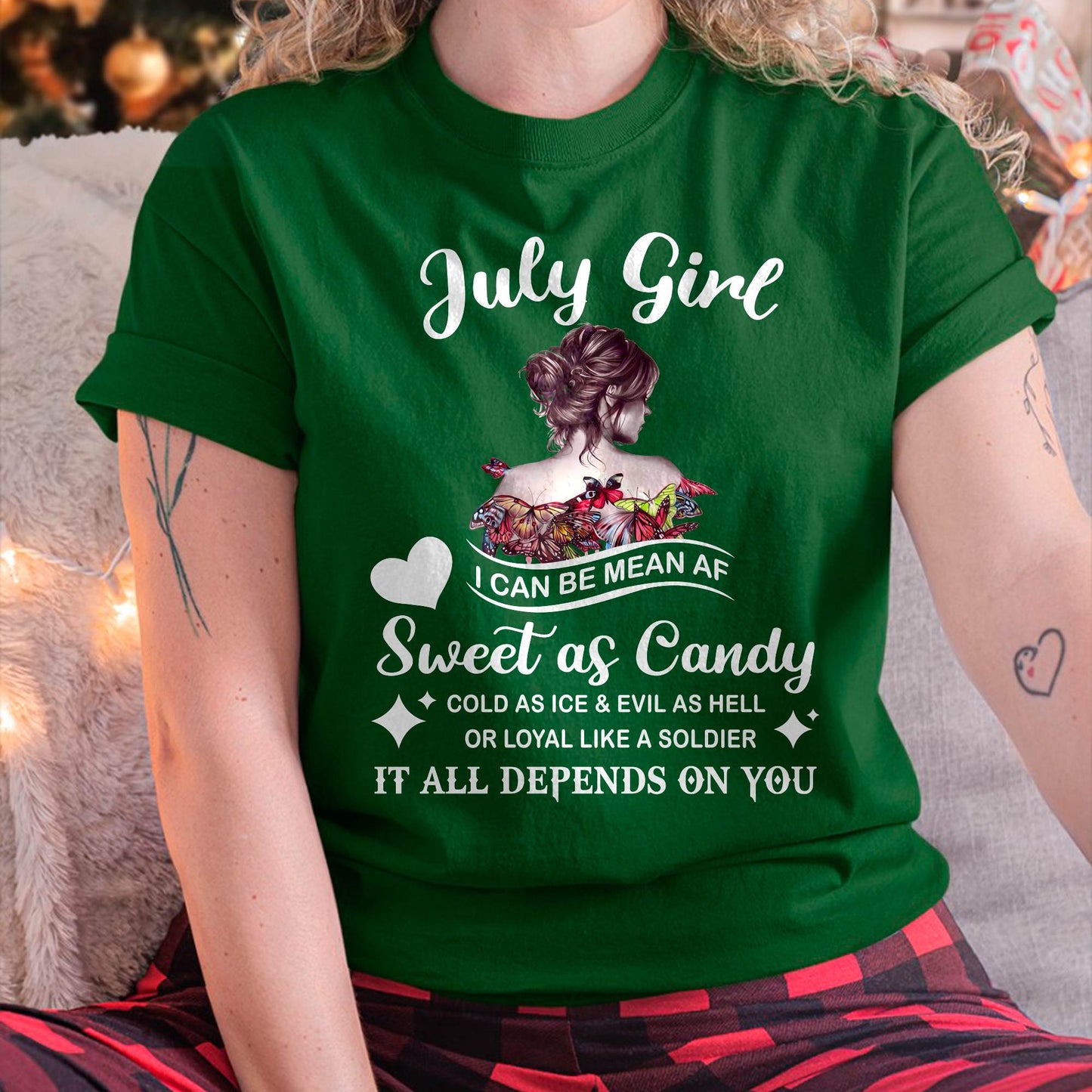 July Girl T-Shirt – Sweet As Candy, Cold As Ice - Birthday Gift for Women - SNOW07 (SKU26T-01-38-07)