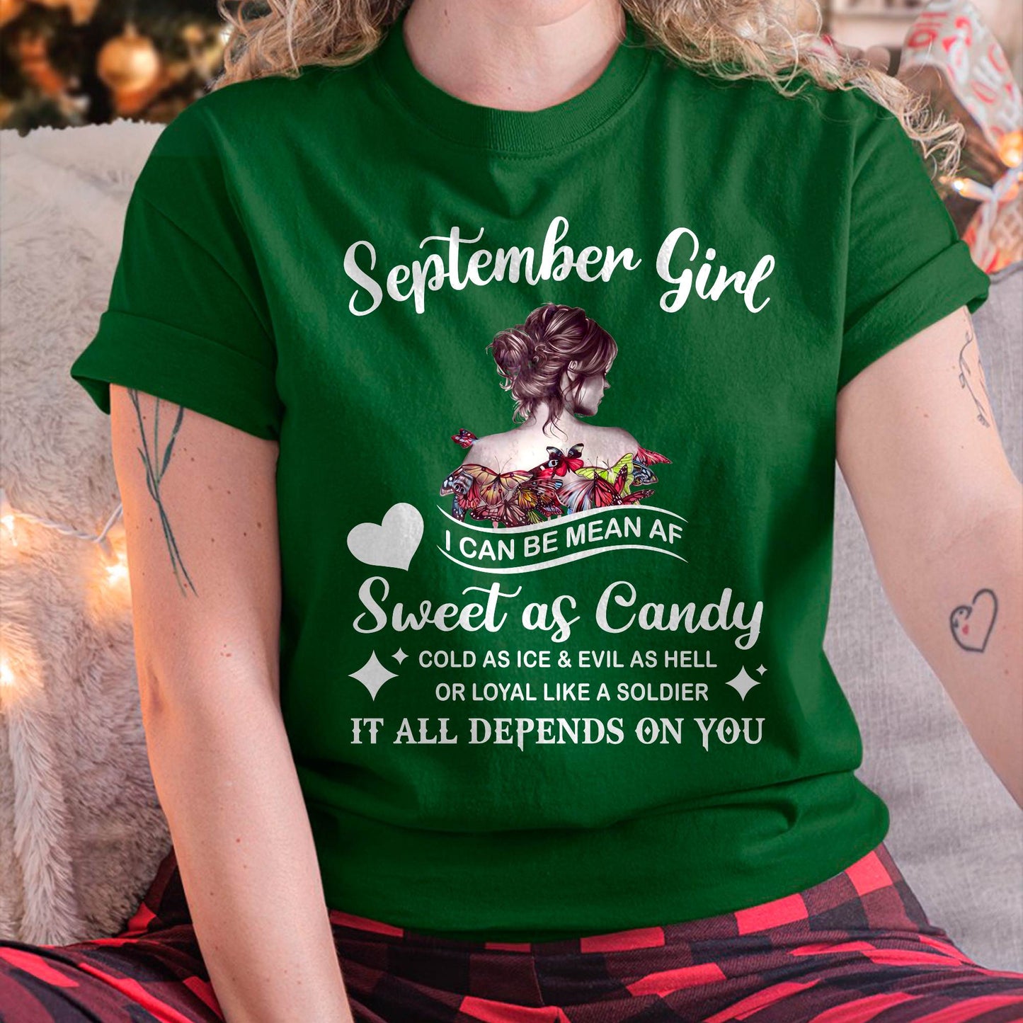 September Girl T-Shirt – Sweet As Candy, Cold As Ice - Birthday Gift for Women - SNOW09 (SKU26T-01-38-09)