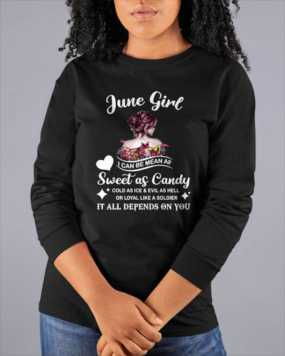 June Girl T-Shirt – Sweet As Candy, Cold As Ice - Birthday Gift for Women - SNOW06 (SKU26T-01-38-06)