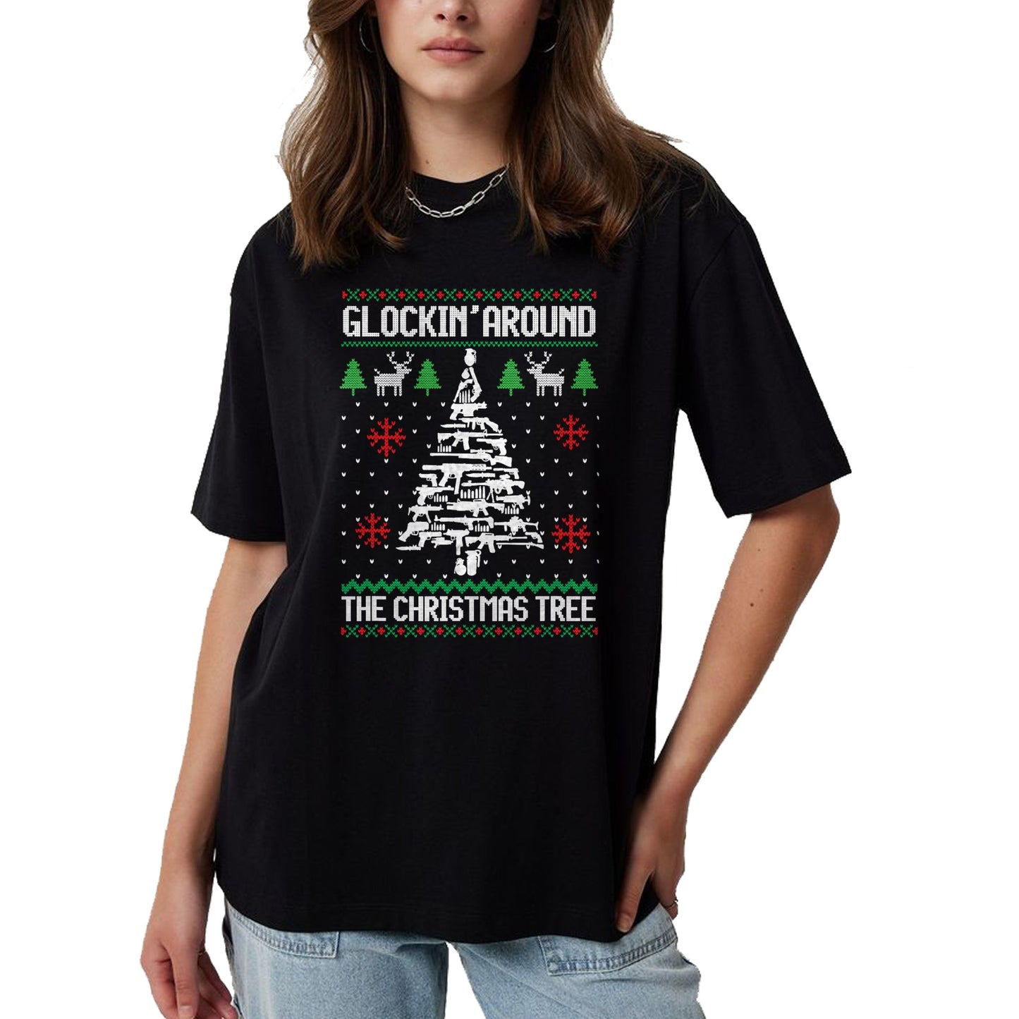 Funny Guns Ugly Christmas Sweaters for Gun Lovers Men Women T-Shirt - Christmas Unisex T-Shirt/Hoodie/Sweatshirt - SNOW00