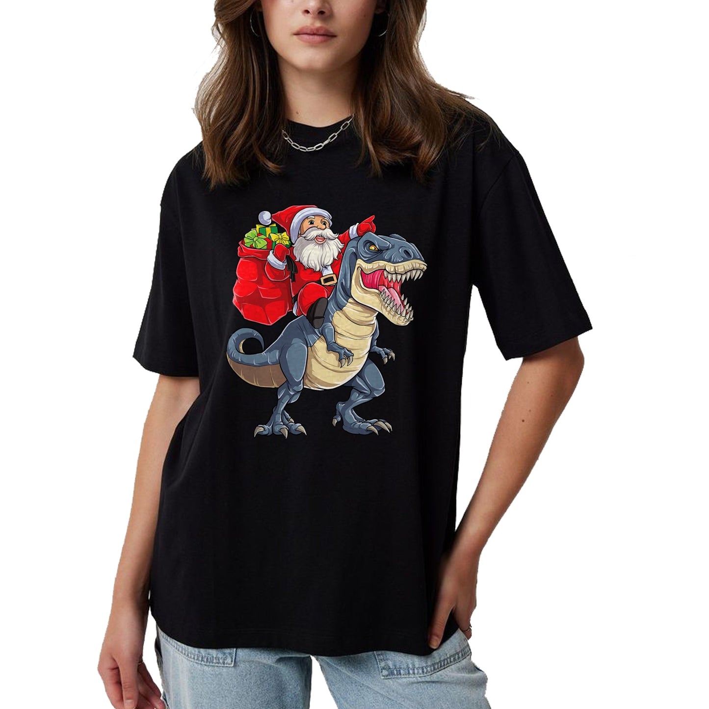 Dinosaur T rex Christmas Santa Boys Men Girls Xmas Squad T-Shirt - Christmas Unisex T-Shirt/Hoodie/Sweatshirt - SNOW00