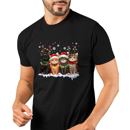 Cat Christmas Light Reindeer Santa Christmas Cat Lover T-Shirt - Christmas Unisex T-Shirt/Hoodie/Sweatshirt - SNOW00