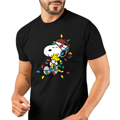 Peanuts - Snoopy Woodstock Christmas Lights T-Shirt - Christmas Unisex T-Shirt/Hoodie/Sweatshirt - SNOW00