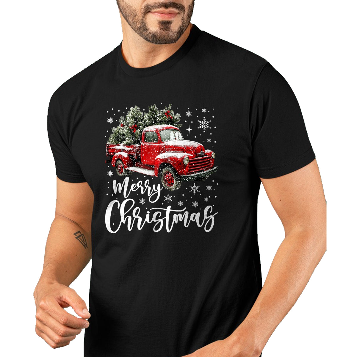Merry Christmas Red Truck Family Matching Christmas Pajama T-Shirt - Christmas Unisex T-Shirt/Hoodie/Sweatshirt - SNOW00