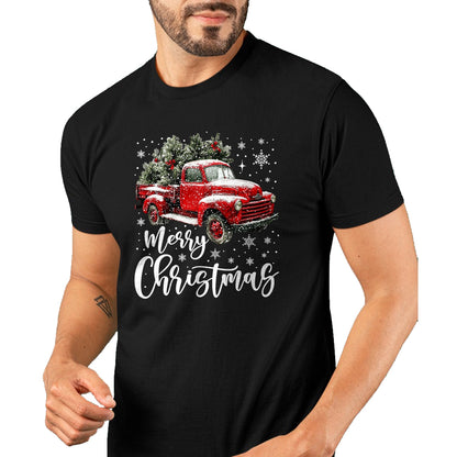 Merry Christmas Red Truck Family Matching Christmas Pajama T-Shirt - Christmas Unisex T-Shirt/Hoodie/Sweatshirt - SNOW00