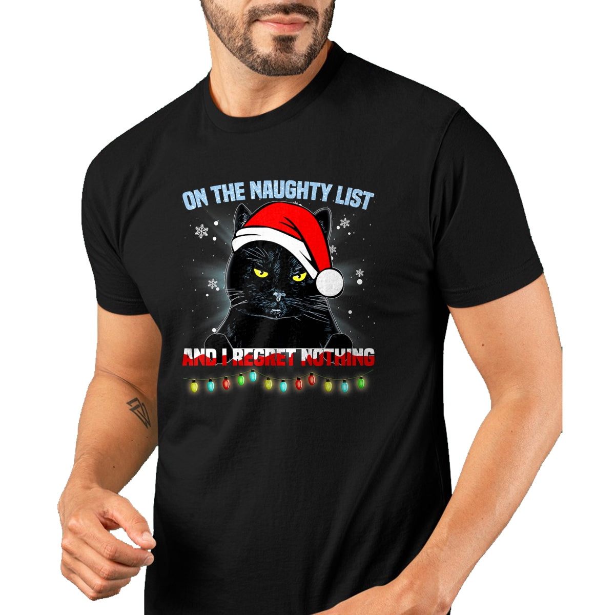 On The Naughty List And I Regret Nothing Cat Christmas T-Shirt - Christmas Unisex T-Shirt/Hoodie/Sweatshirt - SNOW00