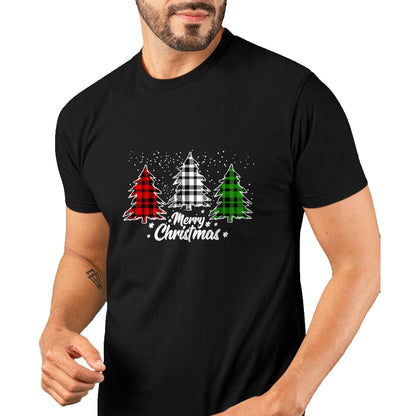 Merry Christmas Tree Xmas Buffalo Plaid Red White Green T-Shirt - Christmas Unisex T-Shirt/Hoodie/Sweatshirt - SNOW00