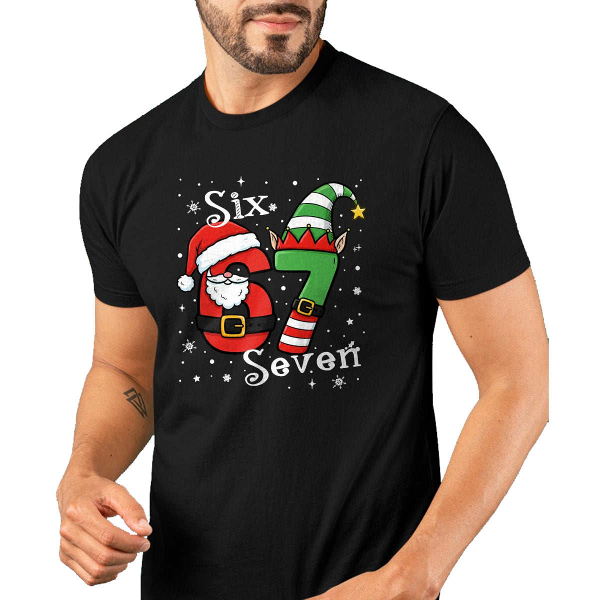 Funny Six Seven 67 Meme 6 7 Elf Santa Christmas Pajamas Kids T-Shirt  - Christmas Unisex T-Shirt/Hoodie/Sweatshirt - SNOW00