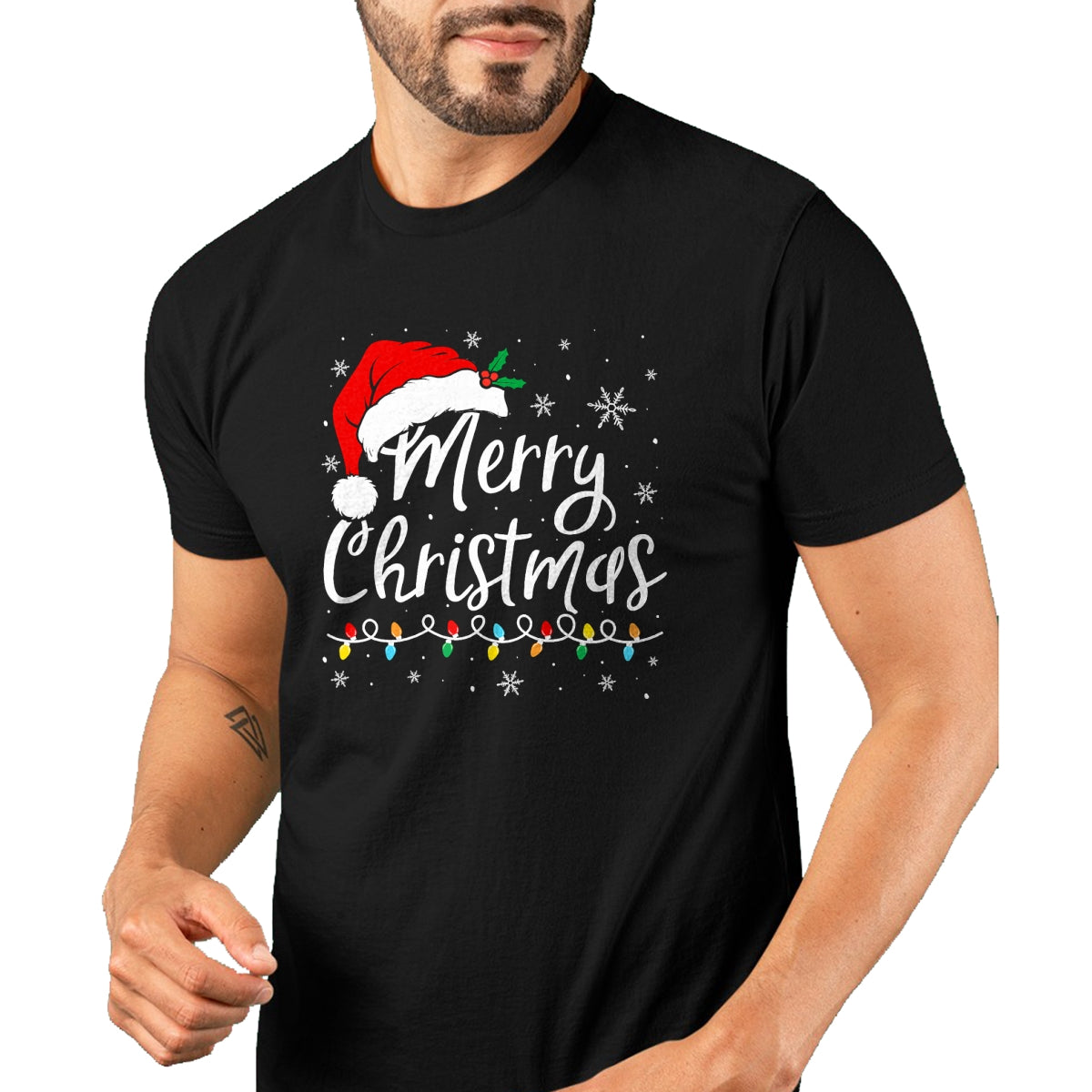Merry Christmas Lights Santa Hat Xmas Family Matching Pajama T-Shirt - Christmas Unisex T-Shirt/Hoodie/Sweatshirt - SNOW00