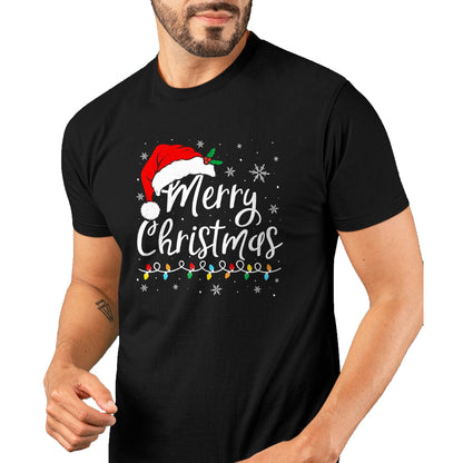 Merry Christmas Lights Santa Hat Xmas Family Matching Pajama T-Shirt - Christmas Unisex T-Shirt/Hoodie/Sweatshirt - SNOW00