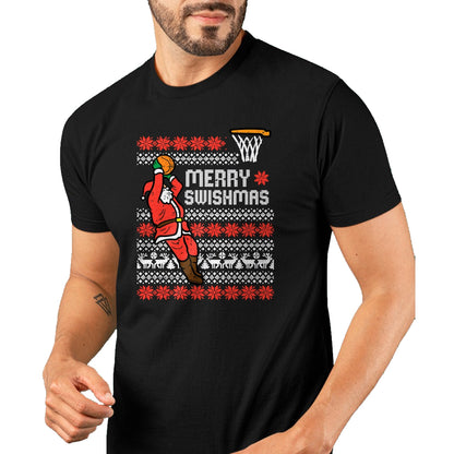 Merry Swishmas Basketball Ugly Christmas Xmas Men Boys Kids T-Shirt - Christmas Unisex T-Shirt/Hoodie/Sweatshirt - SNOW00