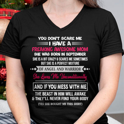 SEPTEMBER, SHE LOVES ME UNCONDITIONALLY - GIFT T SHIRT FROM MOM FOR DAUGHTER - SNOW09 (SKU2603-250-09)