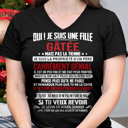 JANVIER, OUI ! JE SUIS UNE FILLE GÂTÉE - GIFT T SHIRT FROM DAD TO DAUGHTER - SNOW FR01 (SKU2606-247-01)