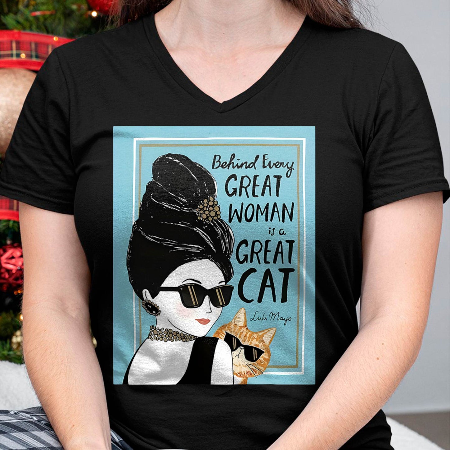 Cats Behind Every Great Woman There Is A Great Cat T-Shirt