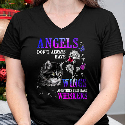 Angels Don't Always Have Wings Sometimes They Have Whiskers Cat Lover T-Shirt