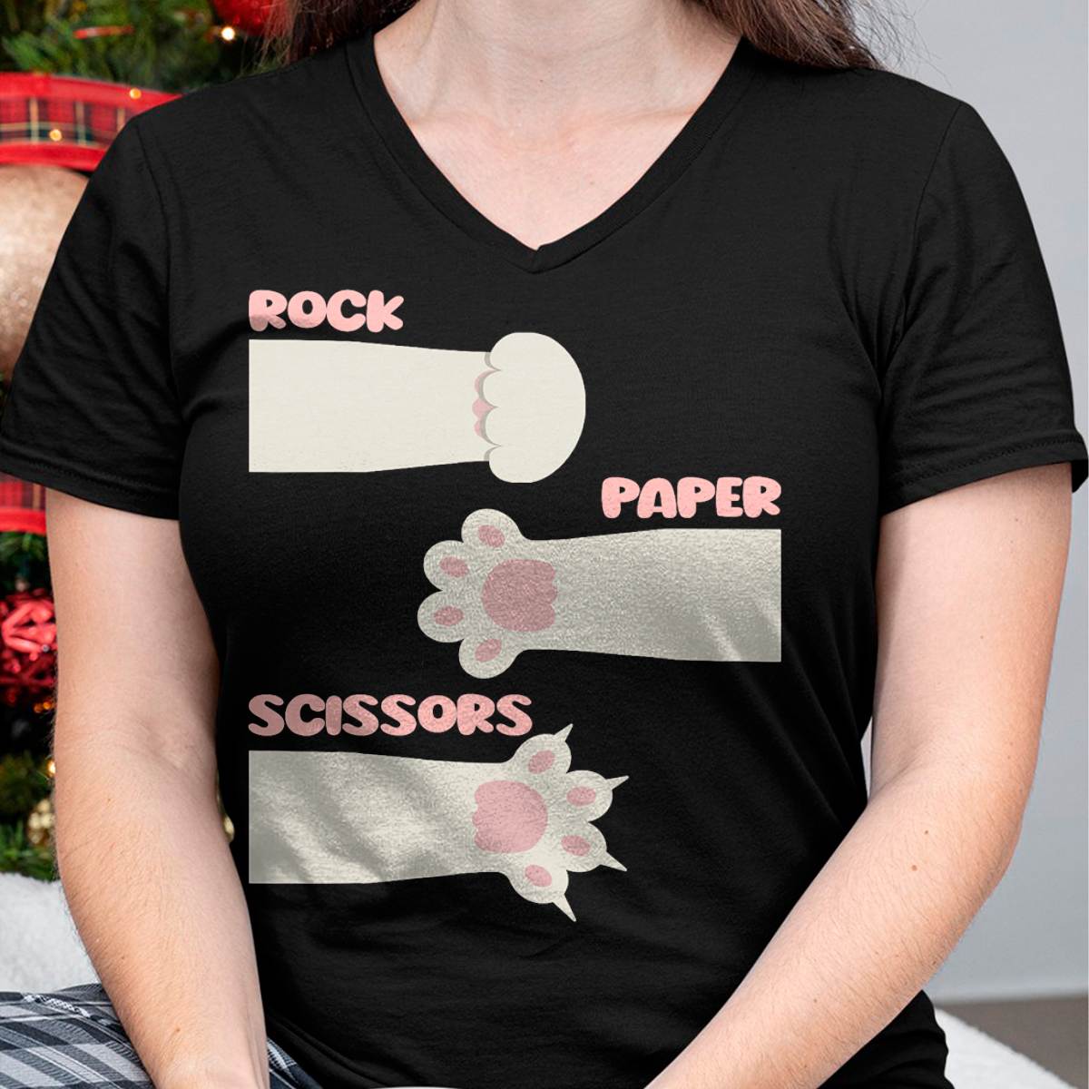 Rock Paper Scissors Hand Game Feline Animal Cute Cat T-Shirt