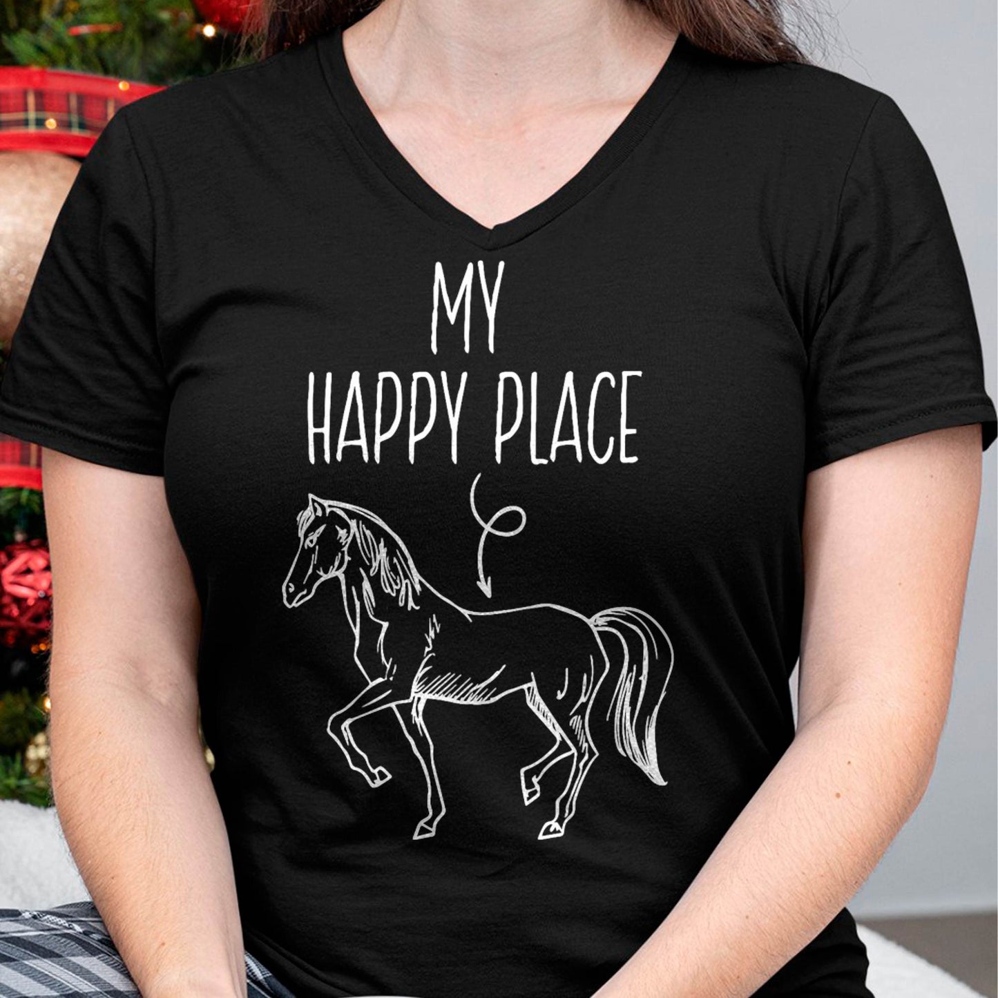 My Happy Place Horse Lover Gifts Horseback Riding Equestrian T-Shirt Small