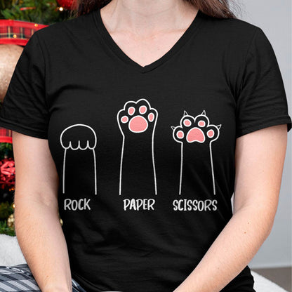 Introvert Cat Animal Rescue Pet Lover Apparel Rock Paper Scissors Hand Game Cute Paw Funny Cat T-Shirt