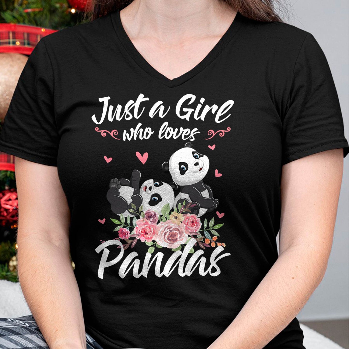 Just A Girl Who Loves Panda Shirt Women Panda Gift T-Shirt