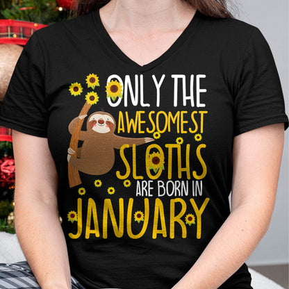 Sloth January Birthday Funny Cute Gag Gift T-Shirt