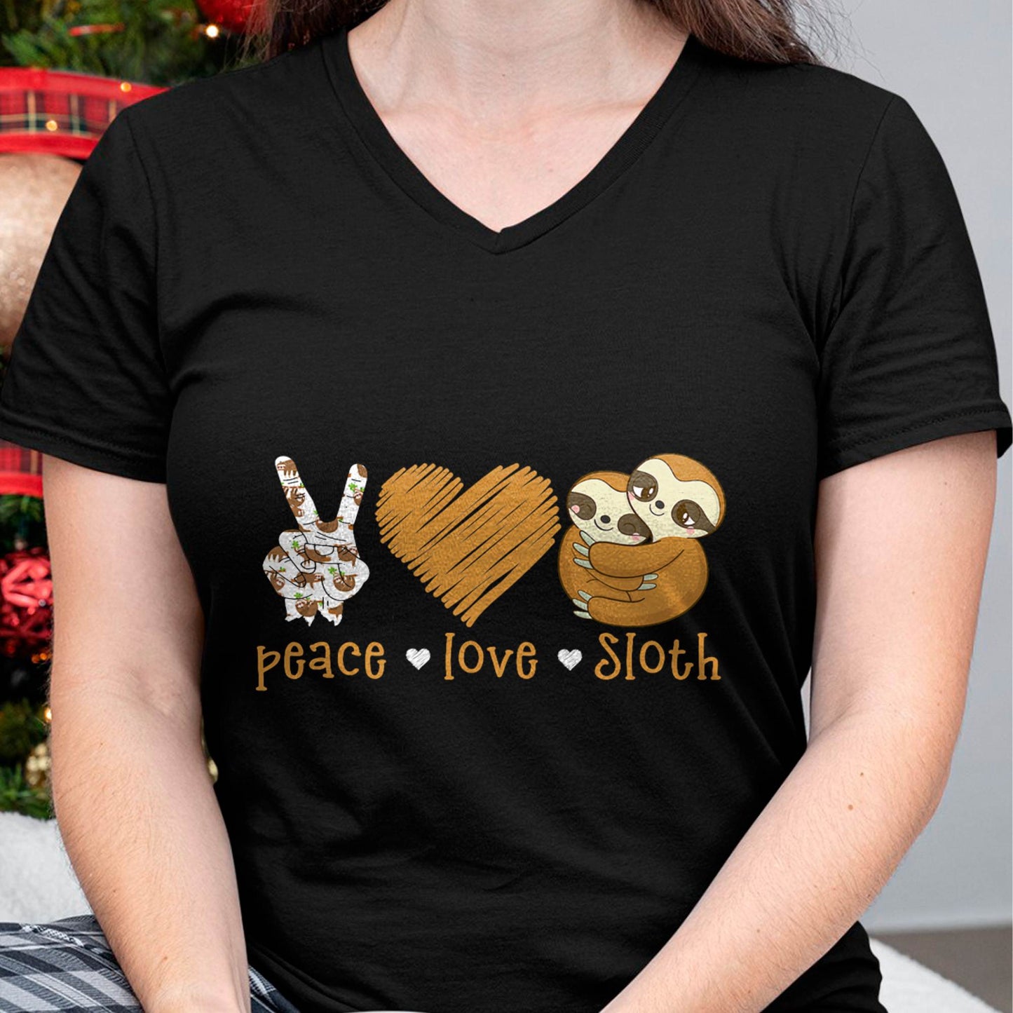 Peace Love Sloth Hand Sign Heart Sloth Lovers T-Shirt
