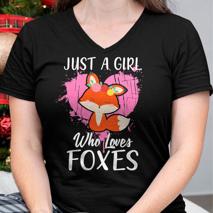Just a Girl Who Loves Foxes T Shirt Pink Cute Heart and Fox T-Shirt