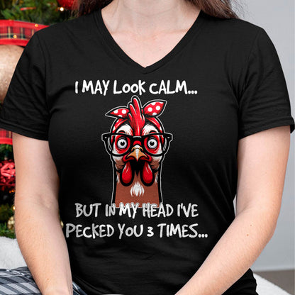 Chicken with Bandana Headband Glasses Funny for Women Girls T-Shirt