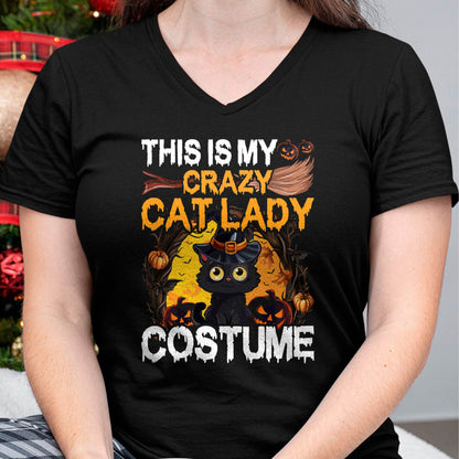 Crazy Cat Lady Costume Black Cat Funny Halloween Day T-Shirt