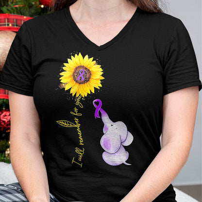 Elephant I Will Remember for You Sunflower Alzheimer T-Shirt