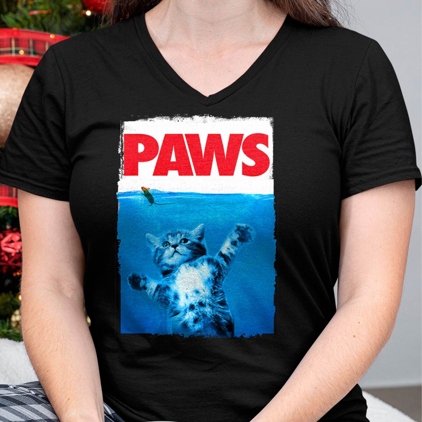 xiongying Paws Cat and Mouse Top, Cute Funny Cat Lover Parody T-Shirt