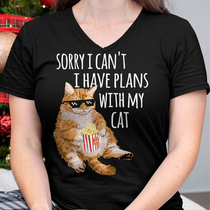 Sorry I Can't I Have Plans With My Cat Funny Cat Lover Gift T-Shirt