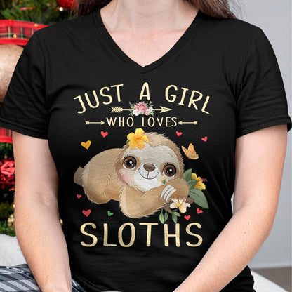 Just A Girl Who Loves Sloths Cute Sloth Lover Girls T-Shirt