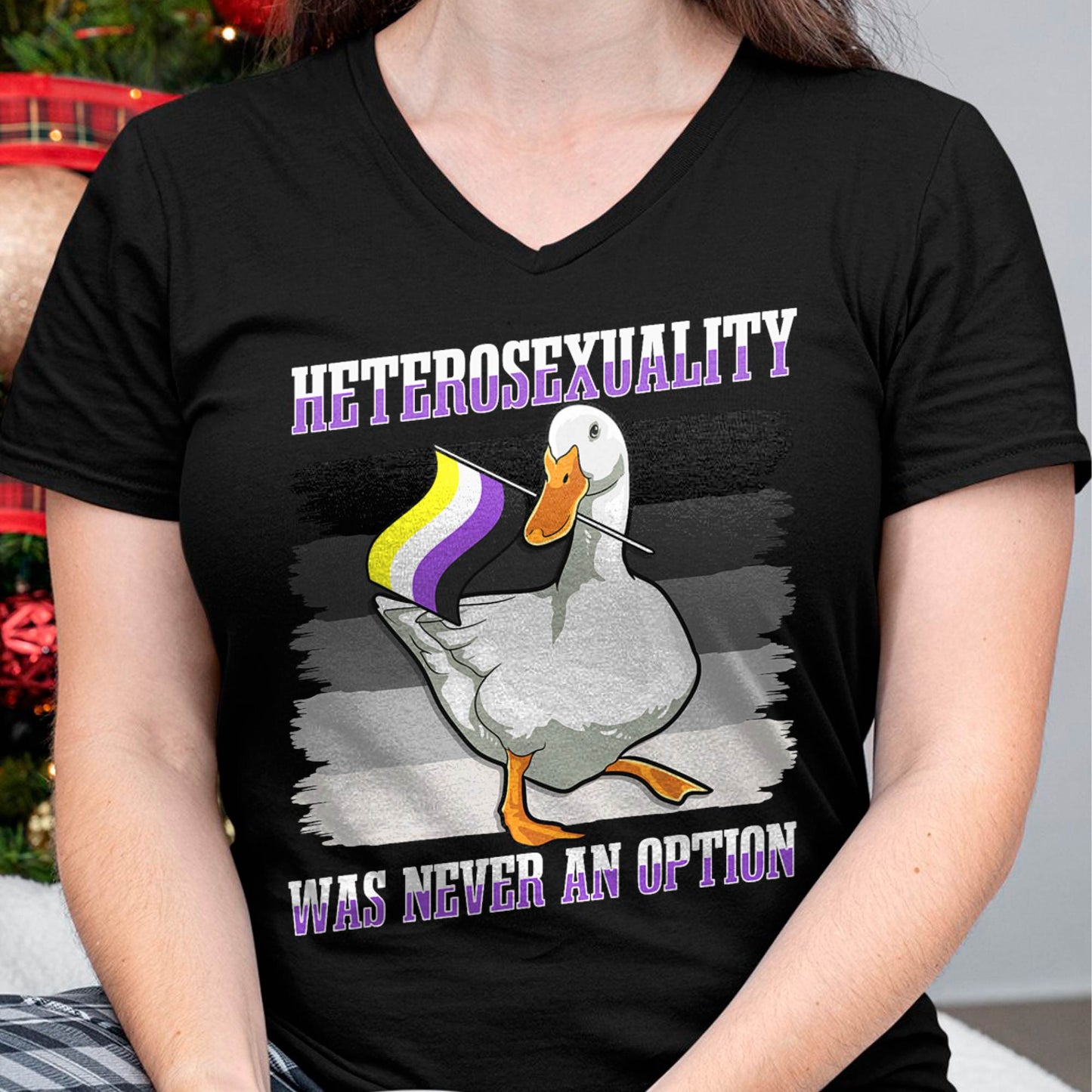 Funny Duck Meme Nonbinary Flag Genderqueer Pride Enby Goose T-Shirt