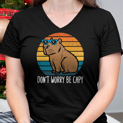 Dont Worry Be Capy Capybara Retro Men Boys Kids Youth Women T-Shirt