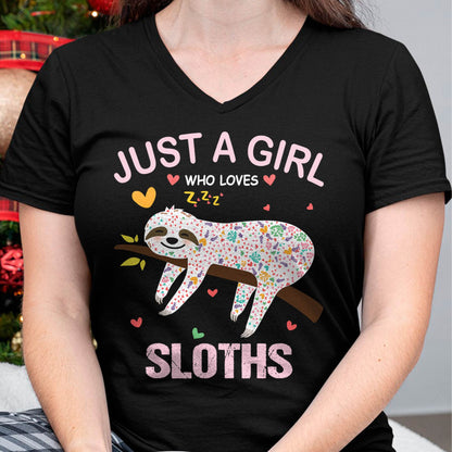 Just a Girl Who Loves Sloths T-Shirt Gift for Sloths Lover T-Shirt