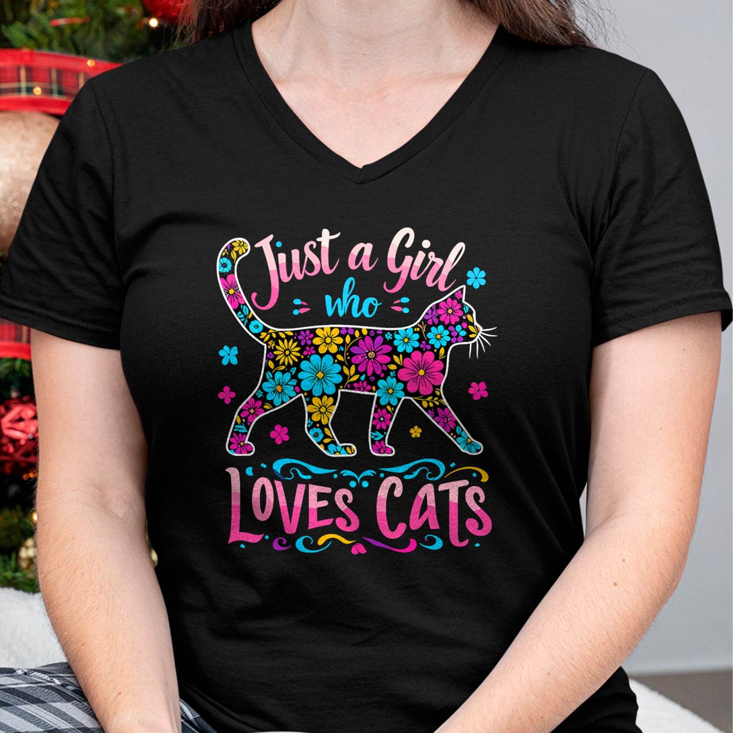 Cat Cute Just A Girl Who Loves Cats T-Shirt (SKU-SNOW-01)