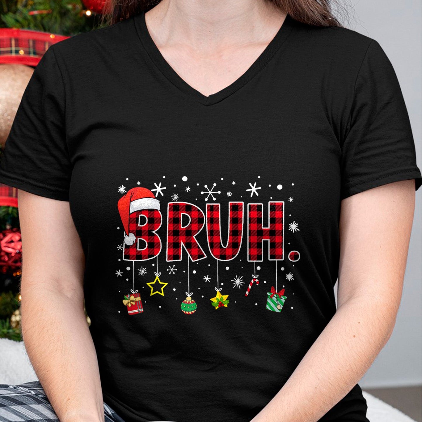 Bruh Funny Christmas Red Plaid Teens Boys Kids Xmas Pajamas T-Shirt - Christmas Unisex T-Shirt/Hoodie/Sweatshirt - SNOW00