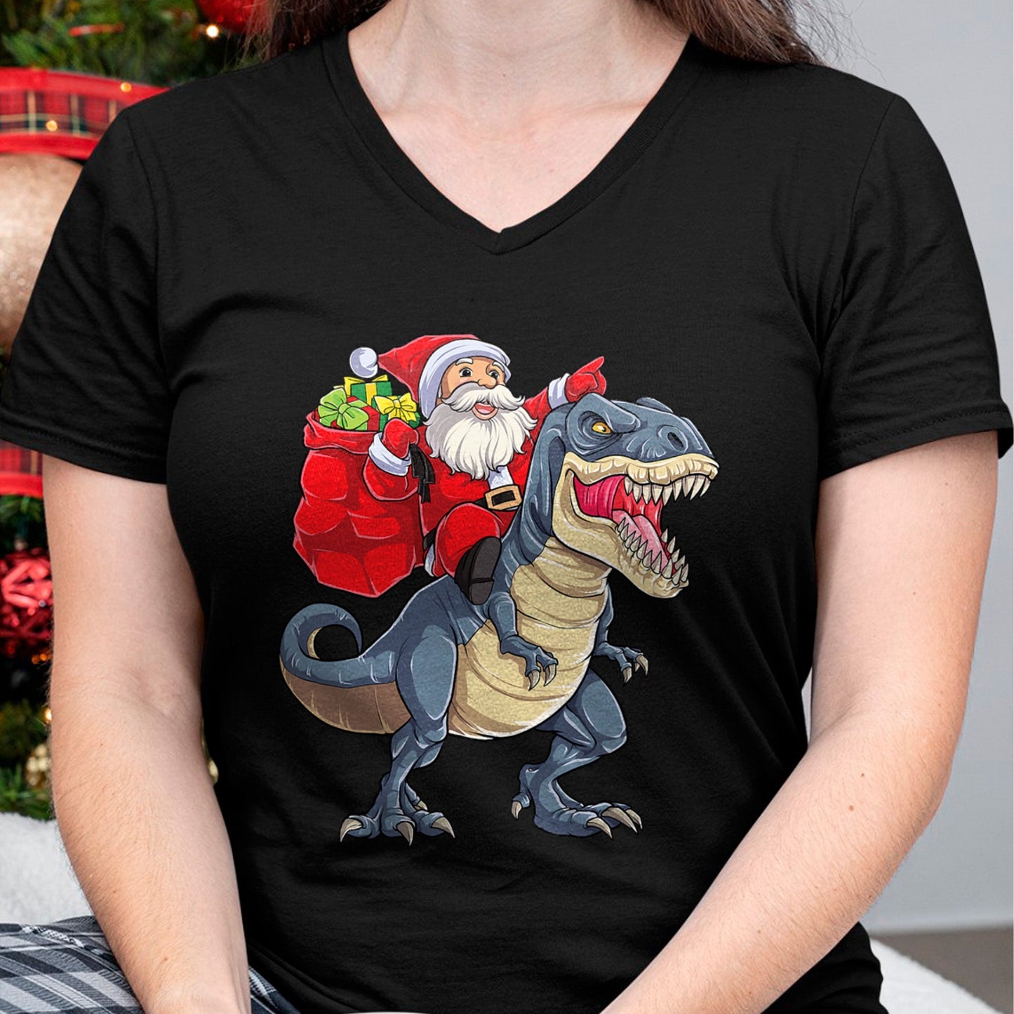 Dinosaur T rex Christmas Santa Boys Men Girls Xmas Squad T-Shirt - Christmas Unisex T-Shirt/Hoodie/Sweatshirt - SNOW00